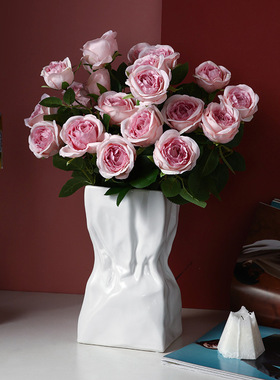 贝汉美白色陶瓷花瓶高级感家居客厅插花玄关桌面餐桌装饰创意