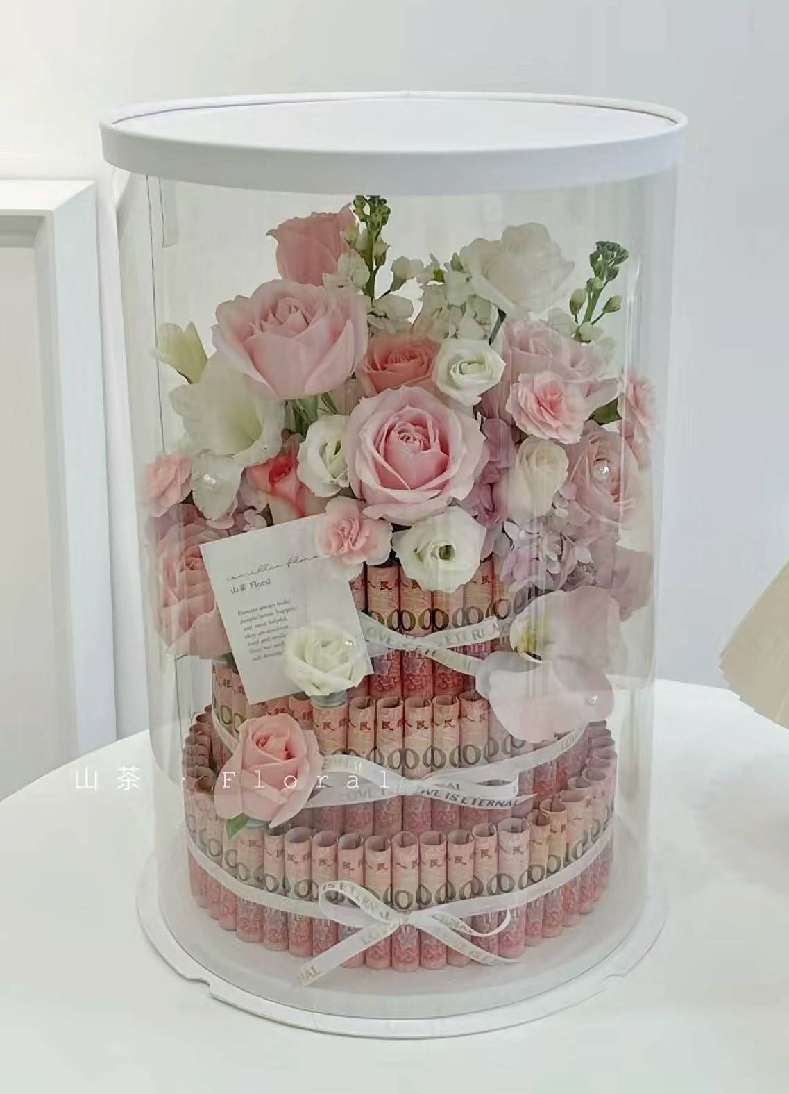 母亲节情人节圆形花泥DIY蛋糕花有钱花材料花束生日送女友送妈妈,淘宝优惠券,粉丝福利购,淘宝优惠卷