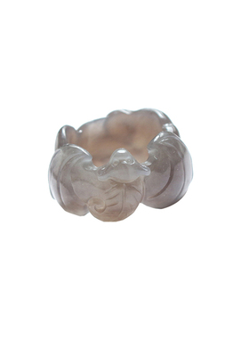 天然和田玉烟紫蝙蝠如意扳指男款玉石指环复古于是大拇指指环原创