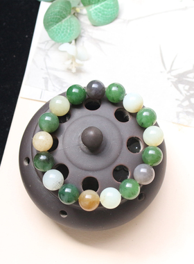 天然和田玉手串男女款多彩玉石圆珠手链12mm文玩串珠饰品玉石大号