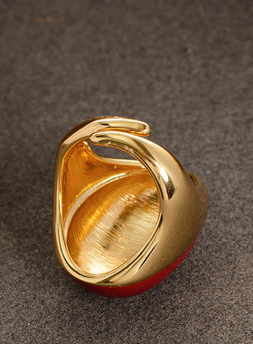 欧美跨境夸张大气滴油戒指女小众简约轻奢风不掉色可调节开口戒指