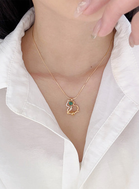复古时尚精致气质百搭爱心锆石蛇形葫芦项链轻奢高级感锁骨链