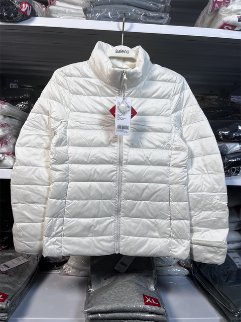 Baleno Women's Simple Thin Down Jacket Warm Slim Cut Goose Down Super Light Jacket Stand Collar 88837906