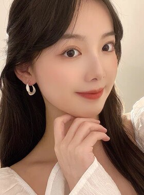 圆圈气质紫色耳钉女2025新款潮