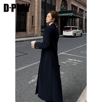 DPLAY light luxury heavyweight heroine coat navy blue heavy industry bud waisted woolen coat jacket