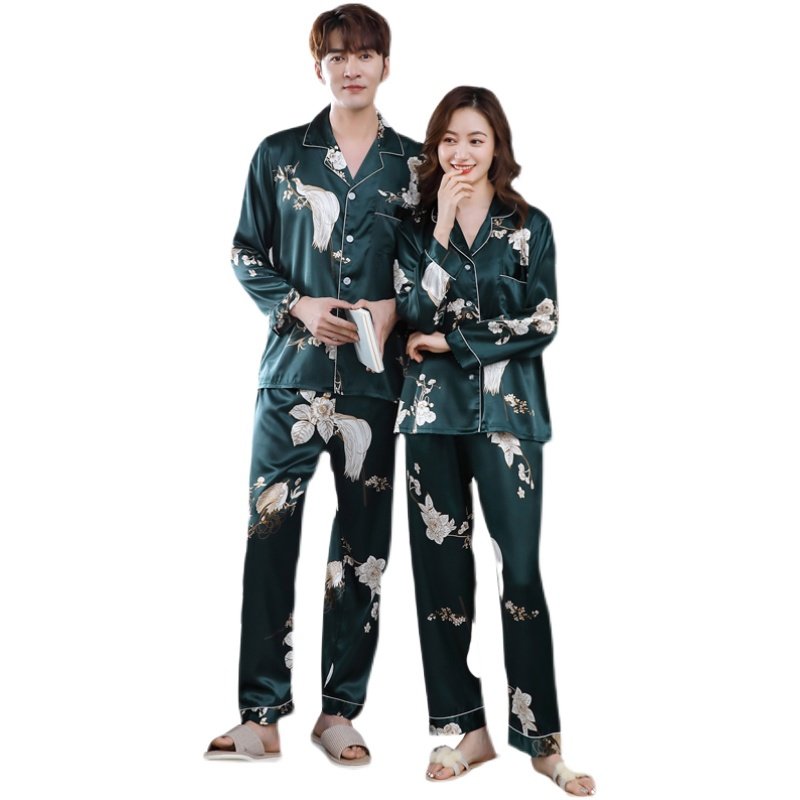 仿真丝绸情侣睡衣春秋款长袖长裤冰丝宽松版家居服女夏季男士套装,淘宝优惠券,粉丝福利购,淘宝优惠卷