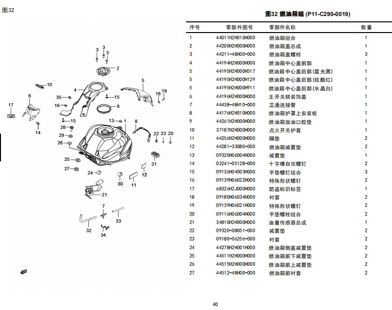 DR300燃油箱组合燃油箱中心盖前部后部 主开关锁装饰盖油壶 - 图0