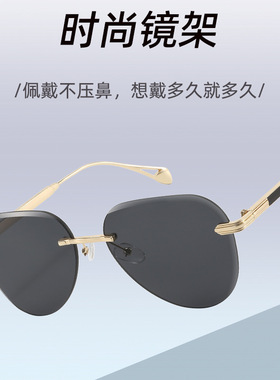 保罗雷朋官网开车专用男士新款蛤蟆镜无框防晒太阳眼镜金属镜架酷
