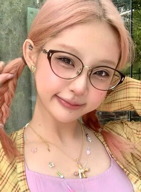 保罗雷朋官网高级感超轻冷茶色猫眼镜框女可配度数近视素颜防蓝光