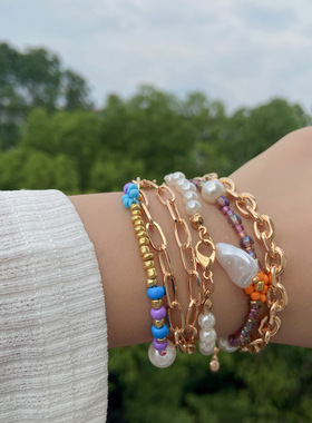 HUAIZHU◆彩色米珠手链5条叠戴