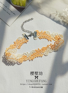 超仙气渐变蕾丝花朵颈带