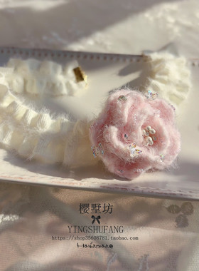 秋冬氛围感温柔甜美针织花朵项链