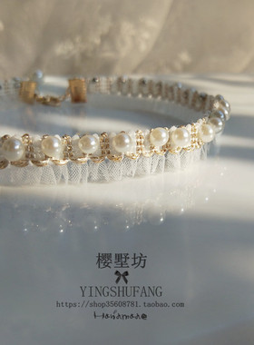 小香风蕾丝珍珠女项链