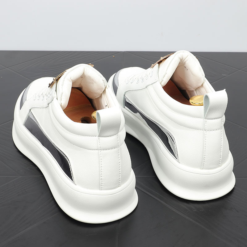 欧洲站个性男2025新款厚底内增高板鞋韩版潮流百搭网红白色休闲鞋,淘宝优惠券,粉丝福利购,淘宝优惠卷