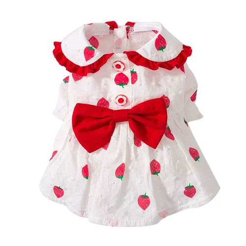 Милая клубника для принцессы, летнее тонкое платье, домашний питомец