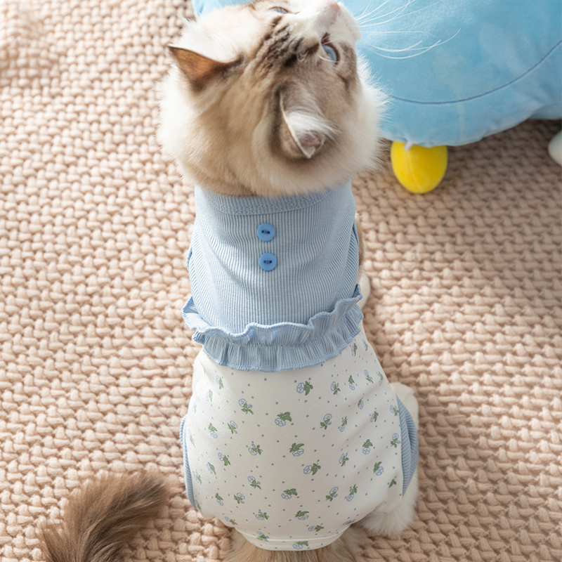 时尚碎花包肚衣宠物小猫咪衣服防掉毛布偶猫英短美短猫猫夏季薄款 - 图2