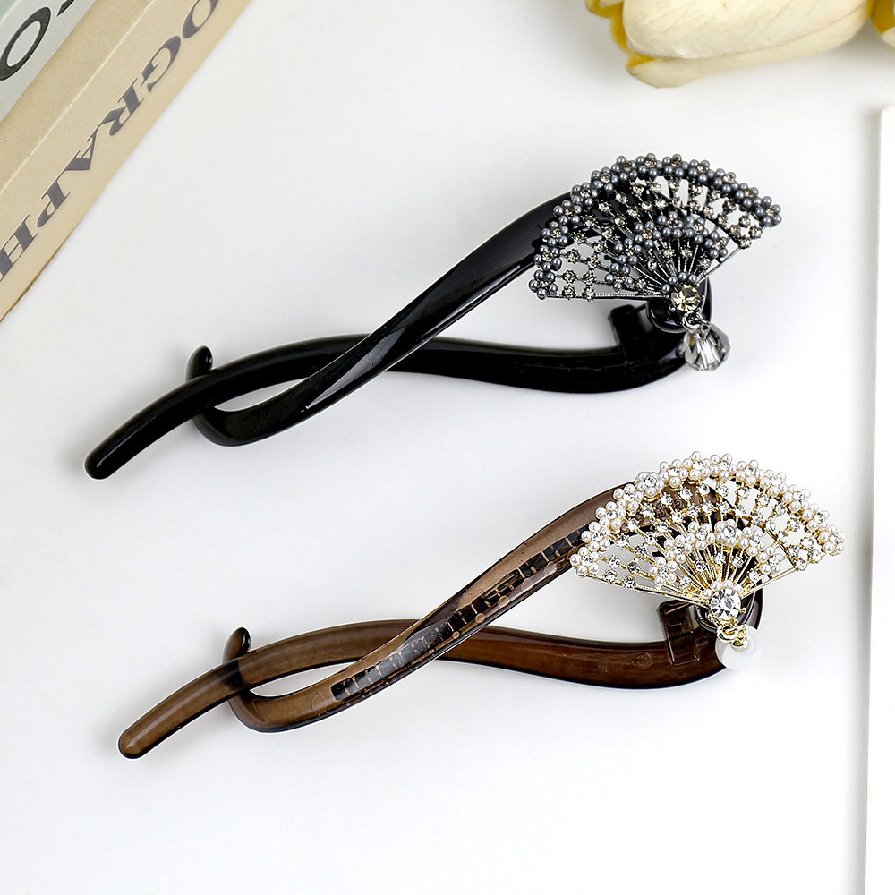 风吟扇扭扭夹抖音爆款国风扇子盘发发夹女秋季新轻奢优雅抓夹头饰,淘宝优惠券,粉丝福利购,淘宝优惠卷