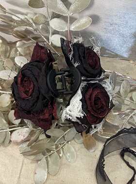 手作花朵抓夹复古法式