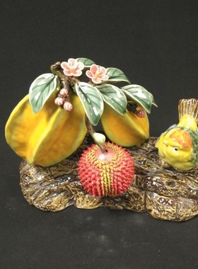 陶瓷工艺品摆件石湾公仔新房客厅摆设送礼喜获大利 杨桃 手工乔迁