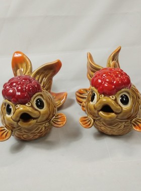 陶瓷工艺品摆件石湾公仔新房客厅摆设送l礼 乔迁 鸿运当头 多宝鱼