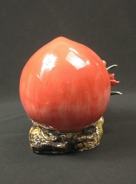 大红寿桃 创意陶瓷工艺品摆件 石湾公仔家居饰品客厅桌面摆设送礼