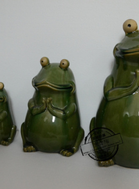 石湾公仔青蛙结婚礼物创意摆件