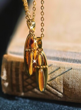 法式小众简约天然虎眼石个性高级感米粒光之刃项链