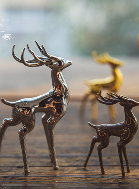 室内中式风小鹿模型手办摆件