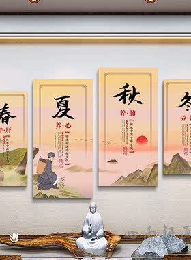四季养生中医文化诊所海报装饰画