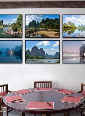 饭店装饰画餐饮餐厅广西桂林山水风景挂画漓江农家乐梯田包厢壁画