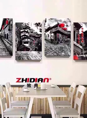 重庆老照片装饰画老成都黑白照片建筑怀旧火锅店墙挂画饭店壁画
