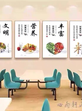 食堂文化背景装饰画学校饭堂餐饮餐厅饭店节约粮食光盘行动挂画