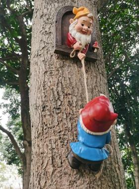 外单树脂小矮人花插套装花园装饰摆件田园花盆插件家居微景观摆设