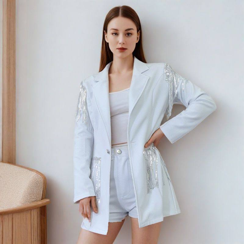 女主播歌手婚庆主持爵士领舞团演闪亮流苏镂空西服外套红色打歌服,淘宝优惠券,粉丝福利购,淘宝优惠卷