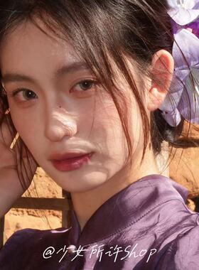 紫色仿真百合花发夹旗袍汉服