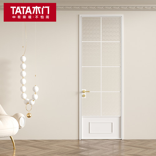 TATA木门 复古风玻璃门窄边卫生间门厨房门全屋极简套装门LBFG01 - 图0