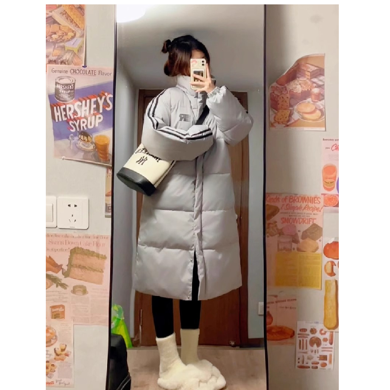 C8865#中长款棉衣棉服女冬季新款过膝学生宽松大码加厚棉袄外套 - 图2