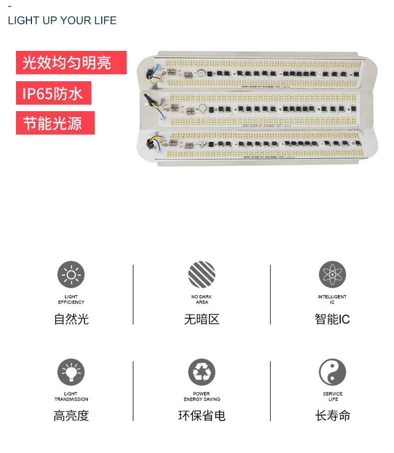 厂家直销110V碘钨灯LED800W宽压碘钨灯夜市地摊工地简易投光灯 - 图2