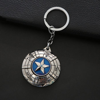 ພວງກະແຈລົດ Avengers ຕໍ່ເຄື່ອງຂອງ Captain America rotating shield keychain pendant gift