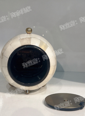 印度进口复古创意牛骨铝制钟表摆件样板间售楼处创意钟表摆设台钟