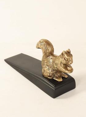 印度进口创意可爱松鼠黄铜门档欧美古典个性纸镇样板间道具工艺品