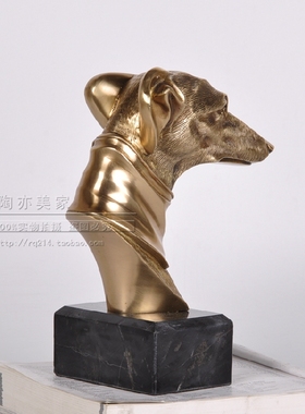 欧式美式古典轻奢高档全黄铜复古镇宅狗头装饰摆件摆设软装工艺品
