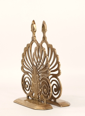 高端大气奢华全黄铜复古书房工艺品铜质书档书靠书立书夹书柜饰品