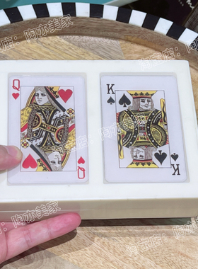 印度进口牛骨扑克牌创意收纳盒摆件北欧美式轻奢棋牌室家居装饰