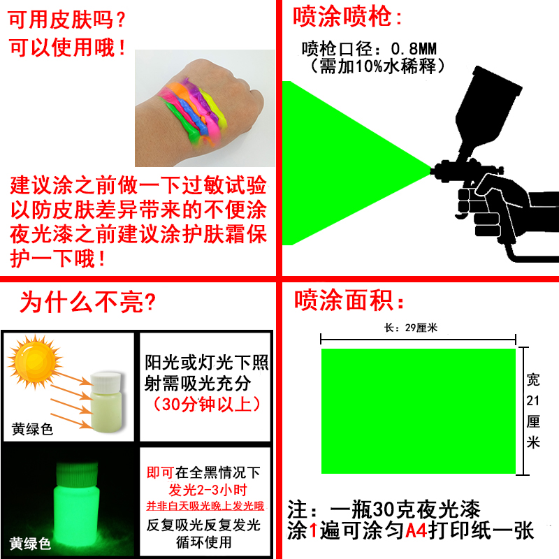 超亮手绘夜光涂料漆夜光粉荧光液水性夜光颜料艺术荧光粉夜荧光漆 - 图2