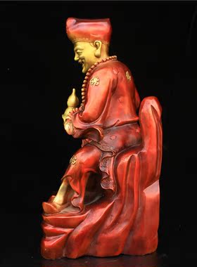 黄铜济公佛像摆件活佛菩萨降龙罗汉李修元济颠和尚彩铜客厅摆件