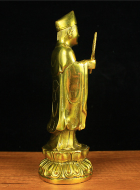 纯铜济公摆件黄铜活佛济公佛像铜像工艺品铜像苦家居饰品铜器摆件