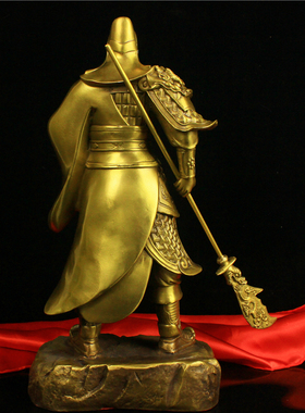纯铜关公铜像摆件黄铜武财神关公佛像神像托元宝特大号客厅办公室