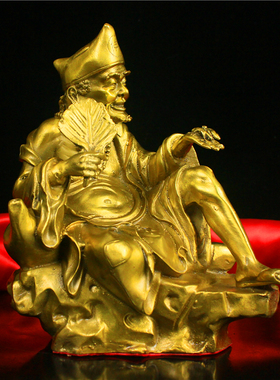 纯铜济公佛像摆件铜活佛济公菩萨降龙罗汉李修元济颠和尚家居客厅