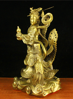 纯铜九天玄女娘娘神像摆件圣母铜九天娘坐像仙女家居供奉装饰